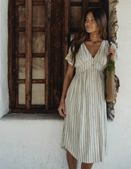 Deep V Button Thru Dress