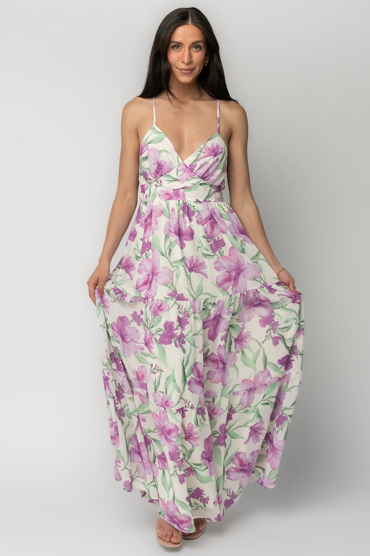 Lina Maxi Dress | Purple + White Floral