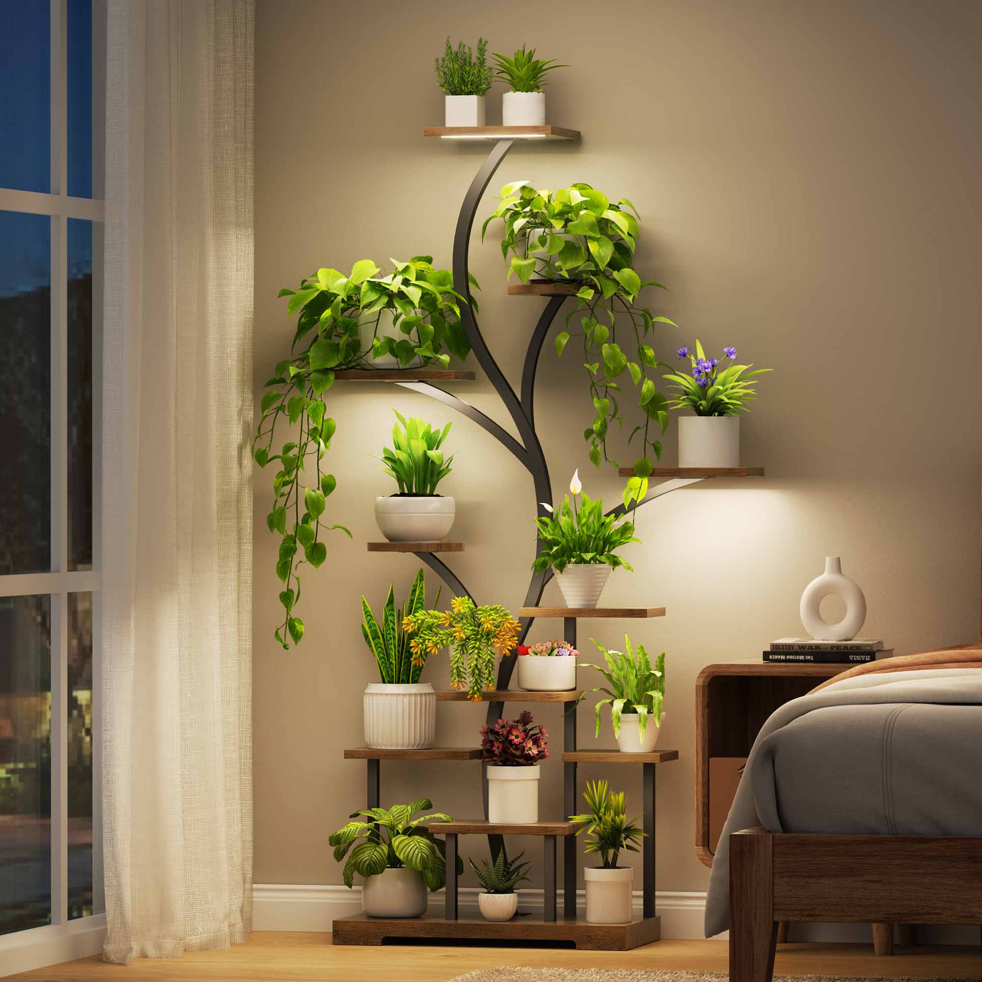 63" Indoor Plant Stand with Grow Lights