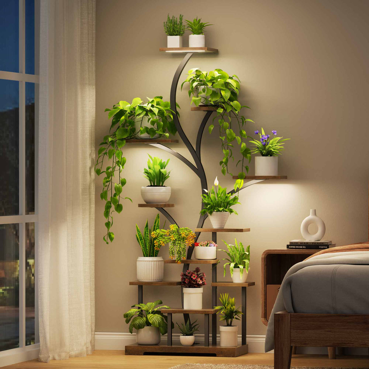 63" Indoor Plant Stand with Grow Lights