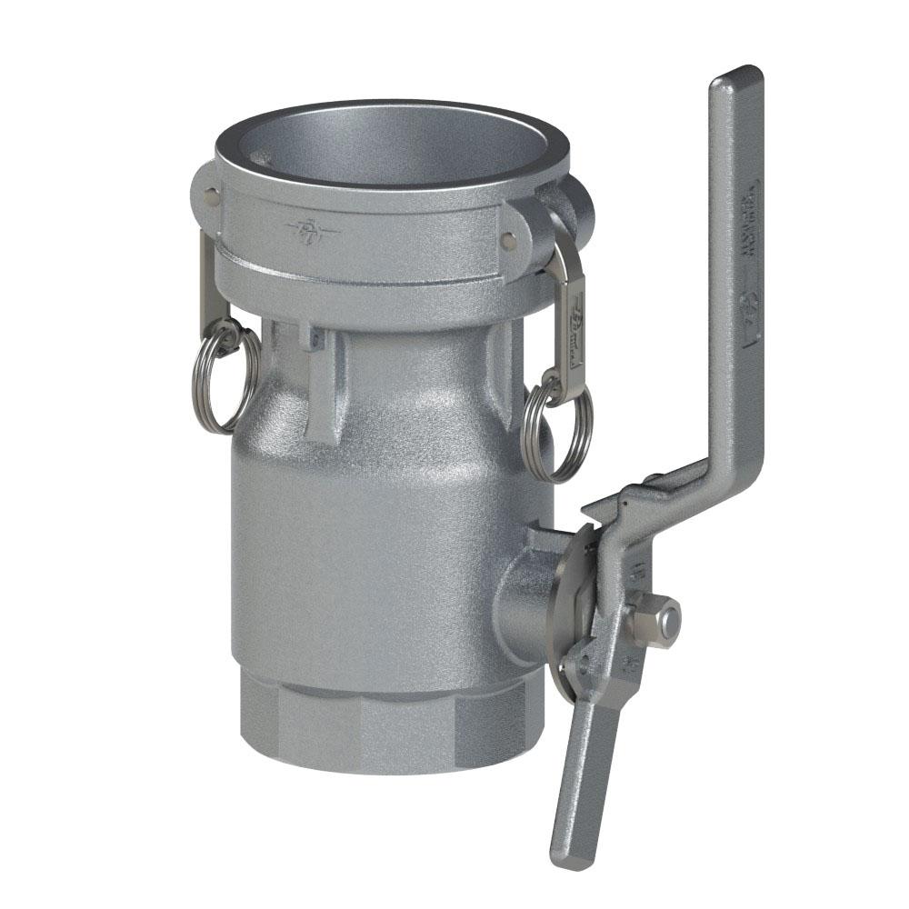 40001500 (MD15D) by PT-Coupling | MAXI-DRY® Dry Disconnect Coupler | 1-1/2" Coupler x 1-1/2" Female NPT | Aluminum | Buna Seal