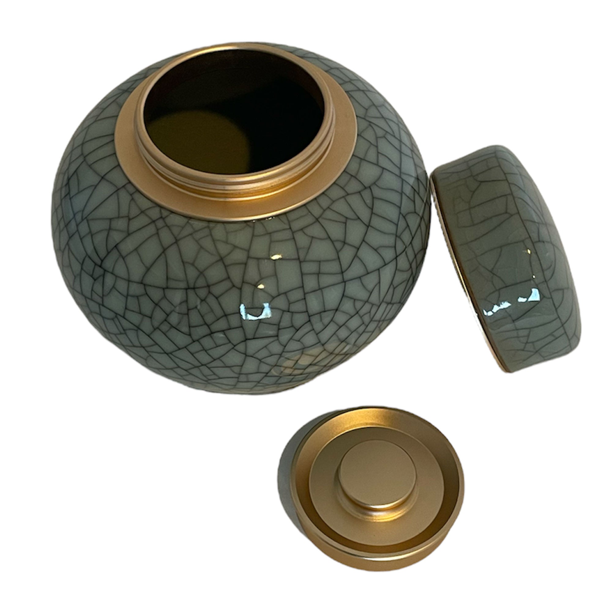 Ceramic Memorial Cremation Urn with Metal Lids for Human or Pet Ashes (Green) - Premium  from River Memorials - Just $49.99! Shop now at River Memorials - Cremation Urns, Scatter Tubes, & Memorial Jewelry