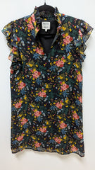 Madewell x NO.6 Black Floral Silk Sleeveless Shift Dress