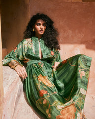 Green Floral Flowy Dress