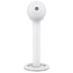 Devialet Phantom Ultimate 108 dB High-End Connected Speaker - Light Pearl - speaker on Devialet Tree stand facing left