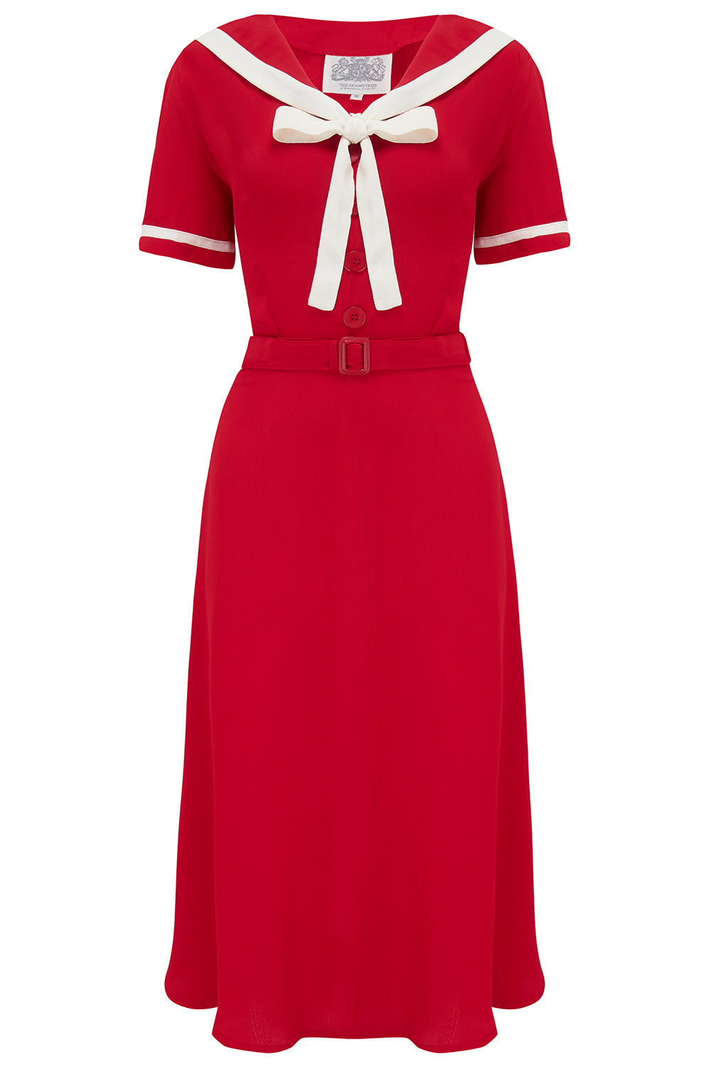 Patti 1940s Nautical Sailor Dress in Red, Authentic true vintage style - Vintage Clothing, CC41, Dress For Goodwood Revival, Vintage Outfit, Twinwood Festival Outfit, Viva Las Vegas Rockabilly Weekend Rock n Romance The Seamstress Of Bloomsbury