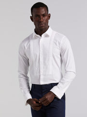 Long Sleeve Slim Tuxedo Dress Shirt (Bright White)