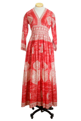 70s Avalon Red Paisley Boho Maxi Dress     w29