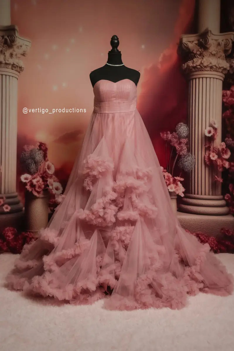 Kate Mesh Red Custom Maternity Photoshoot Gowns