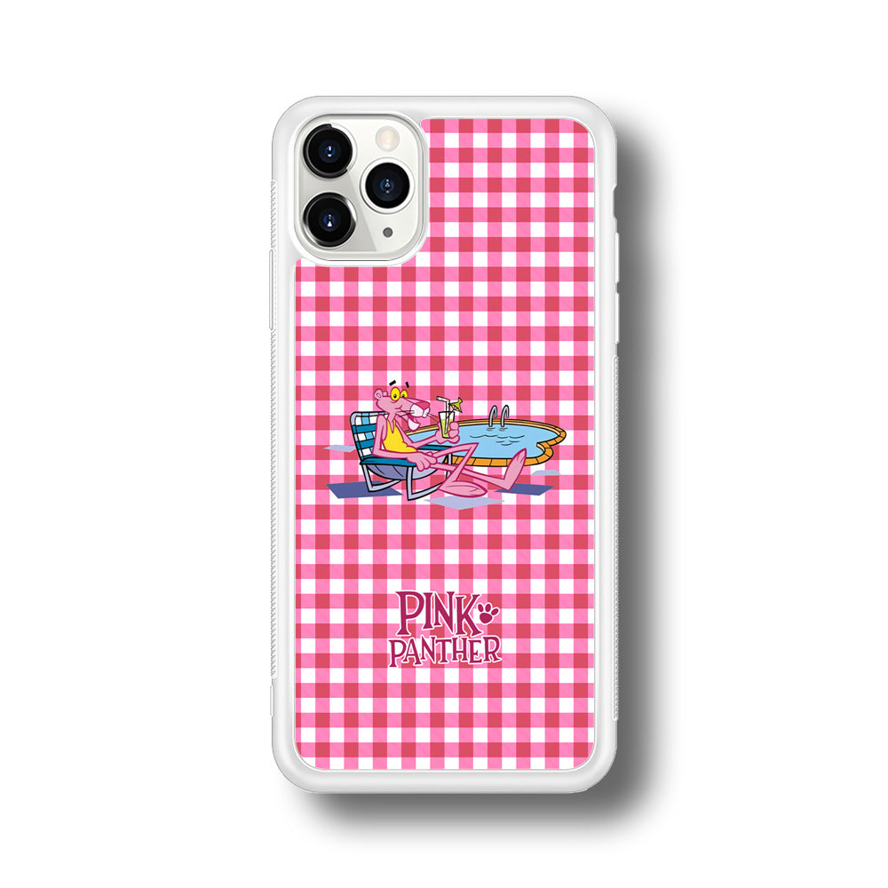 Pink Panther Relax with Swimming iPhone 11 Pro Case Rubber White (2D Case)
