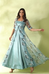 Pistachio green evening dress