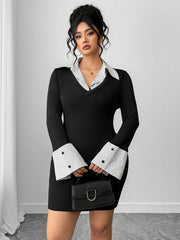 Embrace the season in style with this plus-size knitted dress that hugs your curves just right. Crafted from cozy autumn knit fabric, this short dress strikes the perfect balance between elegant and effortlessly chic. The form-fitting silhouette flatters your figure while the soft, breathable material keeps you comfortable all day long. Whether you're heading to brunch or a casual night out, this versatile piece pairs beautifully with boots, sneakers, or your favorite accessories. Dress it up or down—this a