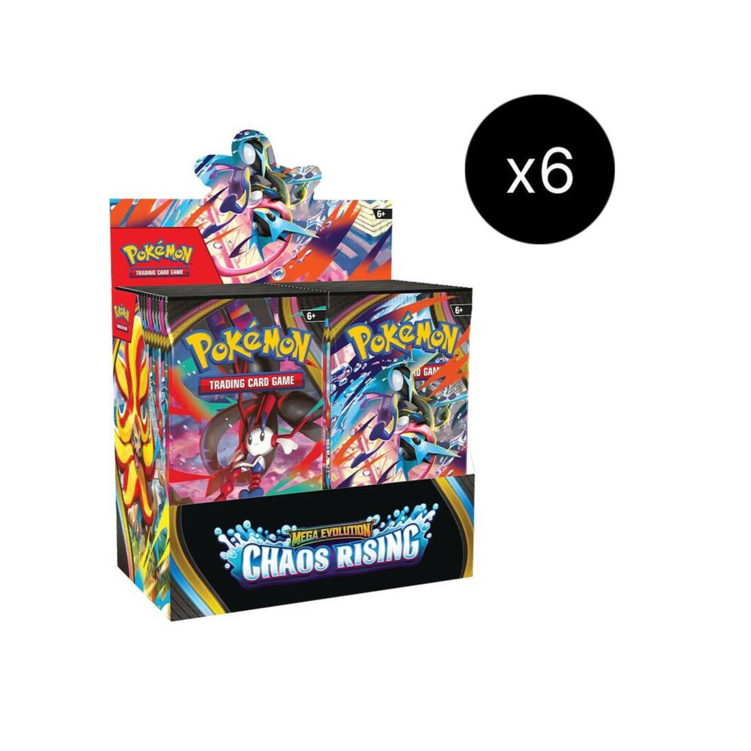 Pokémon TCG Chaos Rising Booster Box Case ME04 – Chaos Rising Expansion Set, Trading Card Game Sealed Case of Booster Boxes, Collectible Pokémon Cards for Players & Collectors