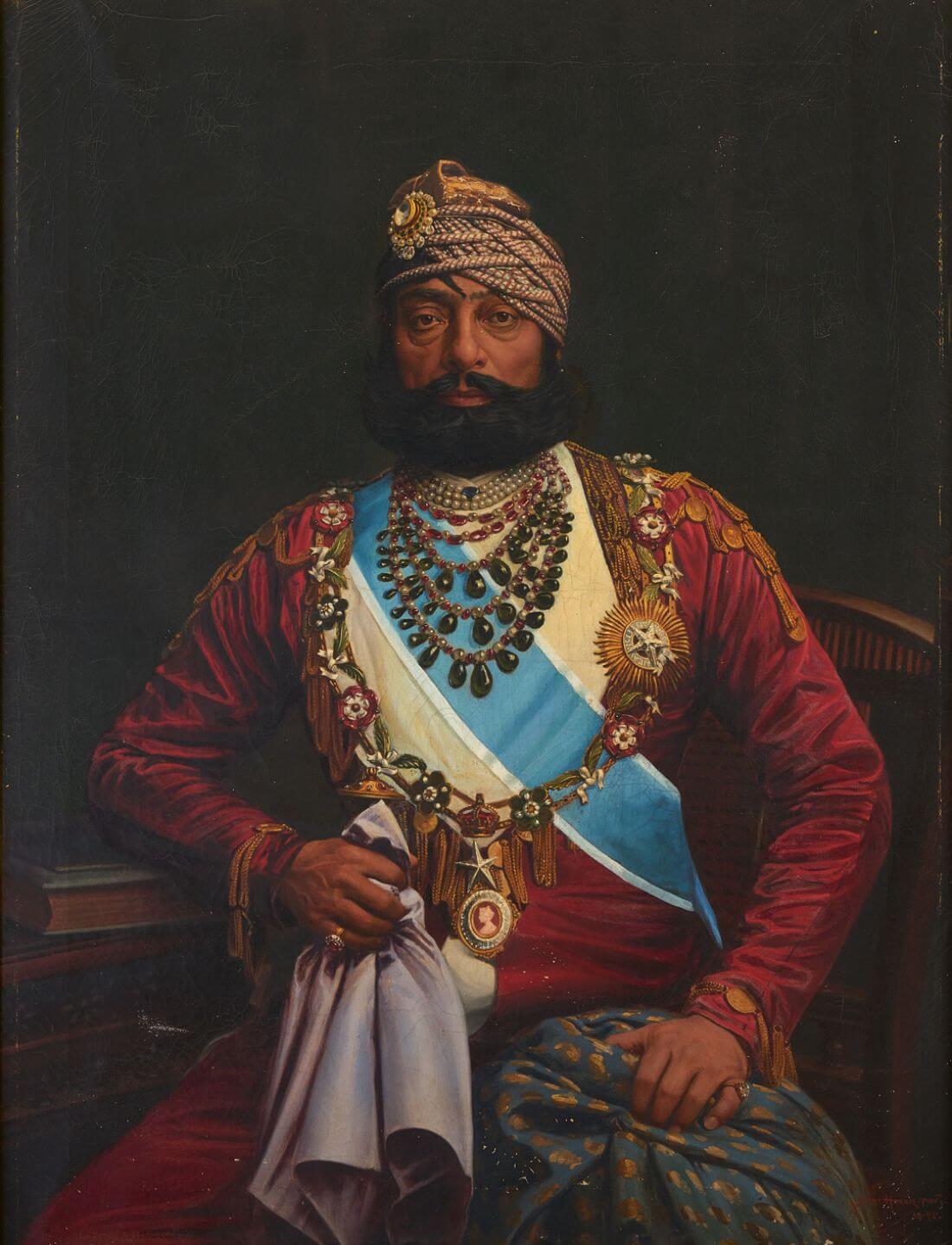 Portrait Of Maharaja Jaswant Singh - Vintage Indian Royalty Painting - Framed Prints