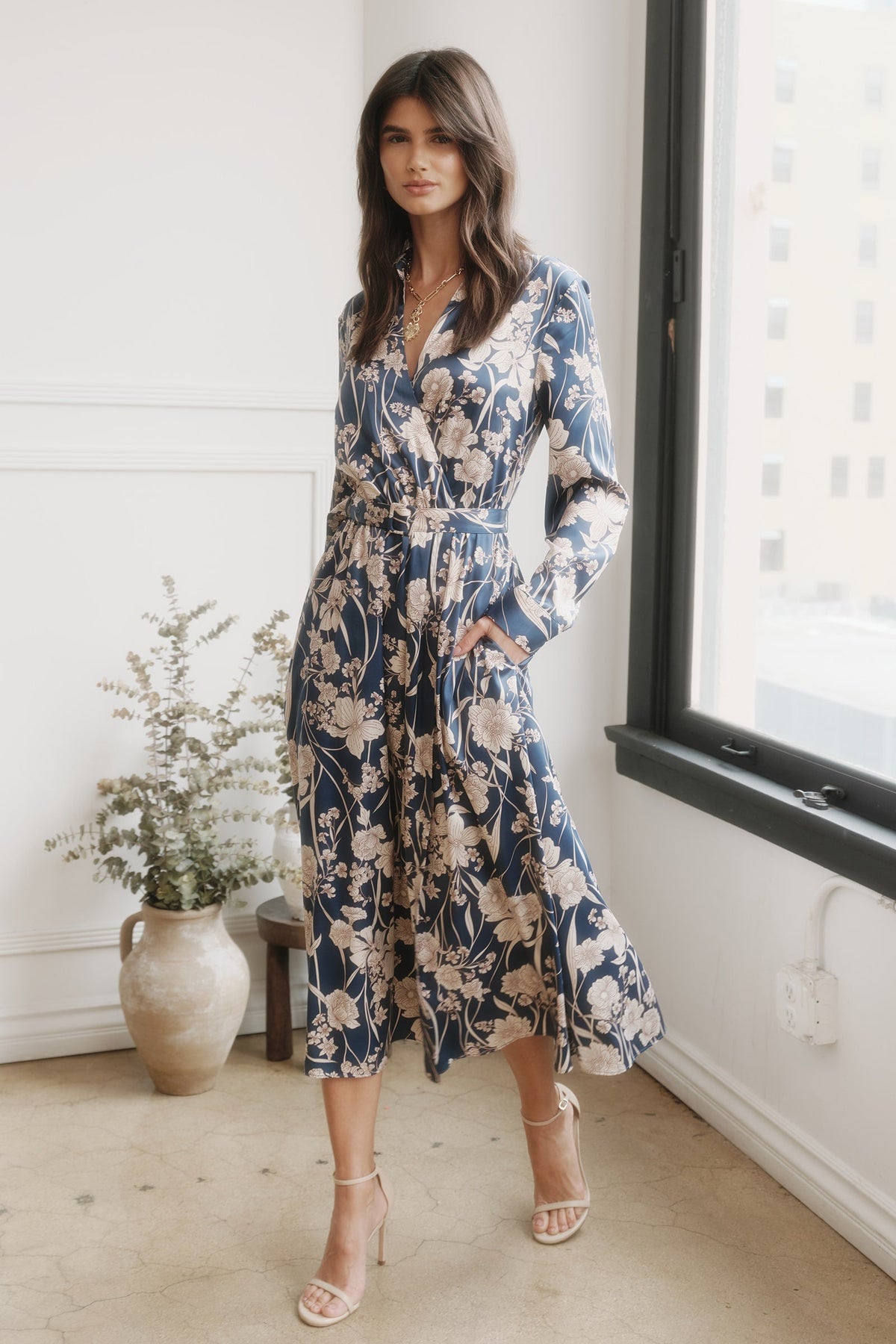 Navy Blue Floral Dress