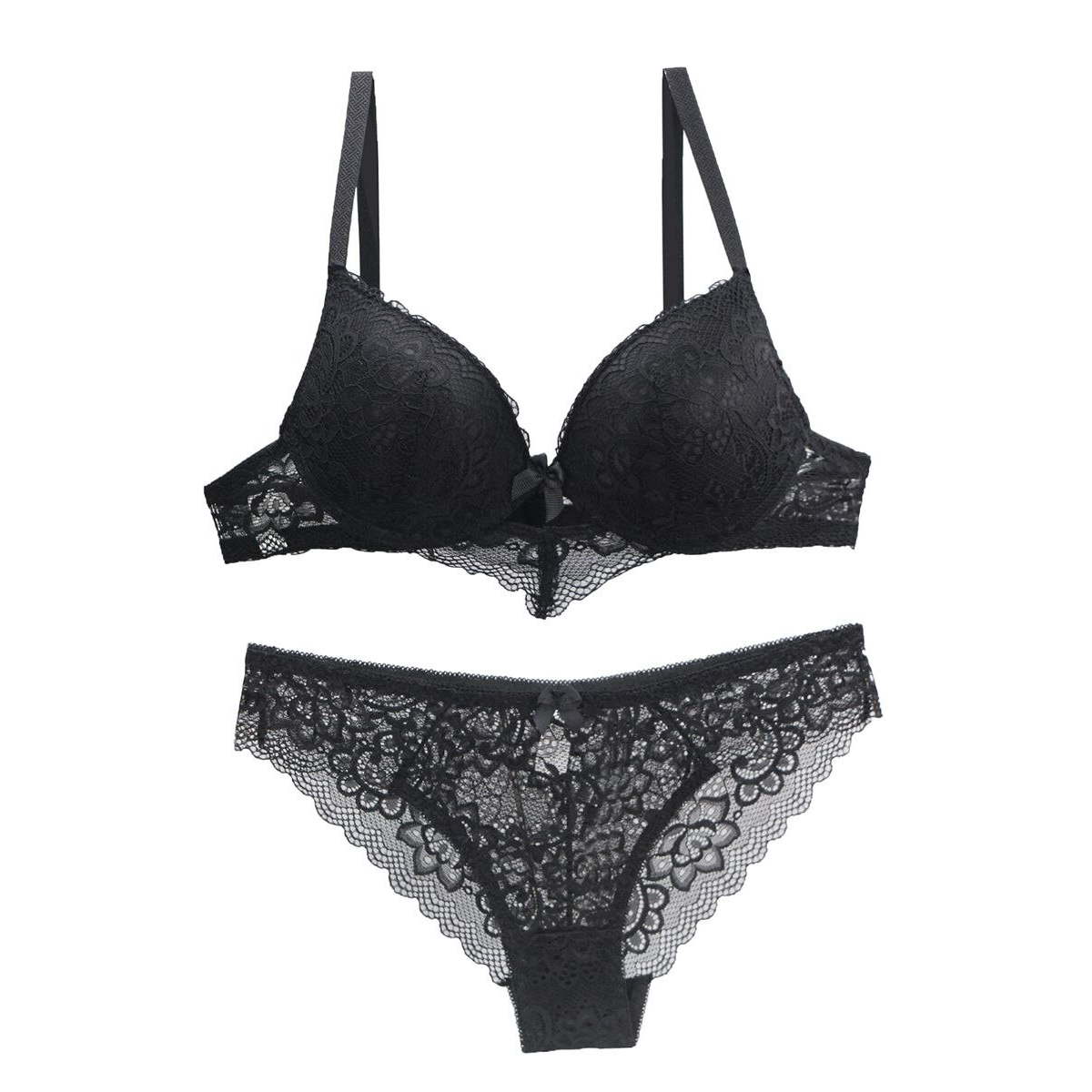 komplet bielizny push up - czarny