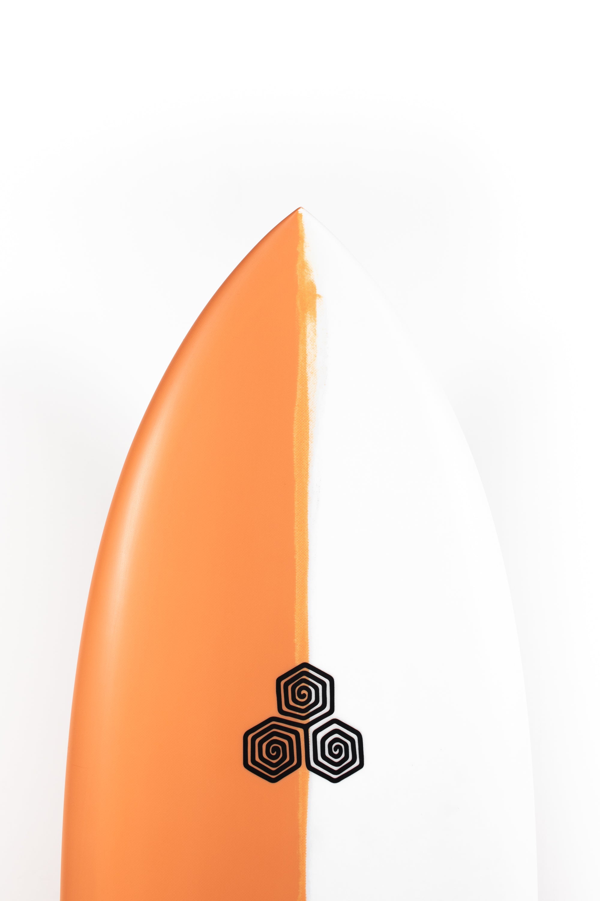 Orange and white Channel Islands Surfboard Feb's Fish size 5'5" at Pukas Surf Shop - 3