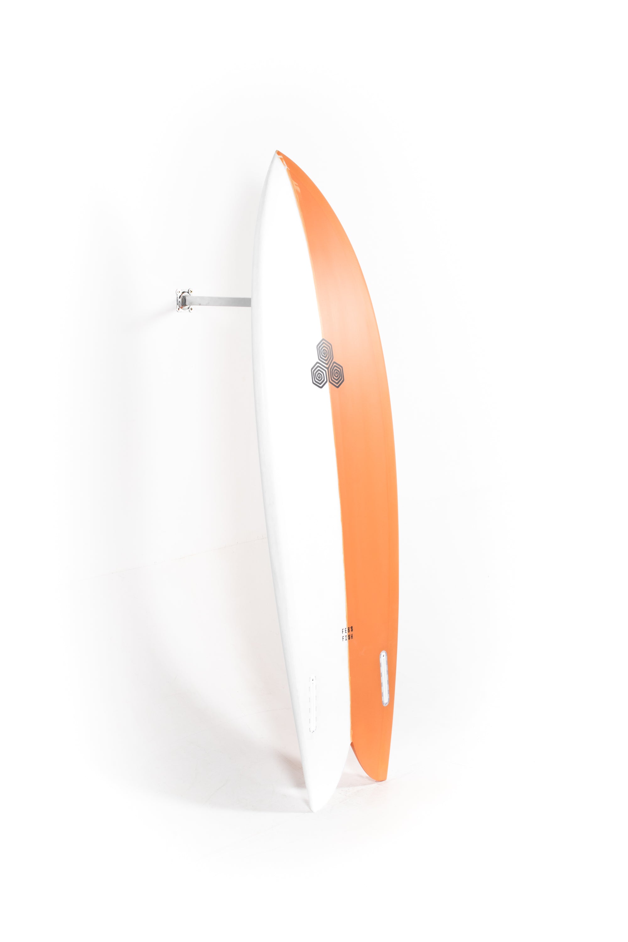 Orange and white Channel Islands Surfboard Feb's Fish size 5'5" at Pukas Surf Shop - 9