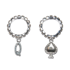 Queen Of Spades Diamante Rhinestone Crystal Toe Rings Top View