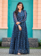Black Blue Long Maxi Dress