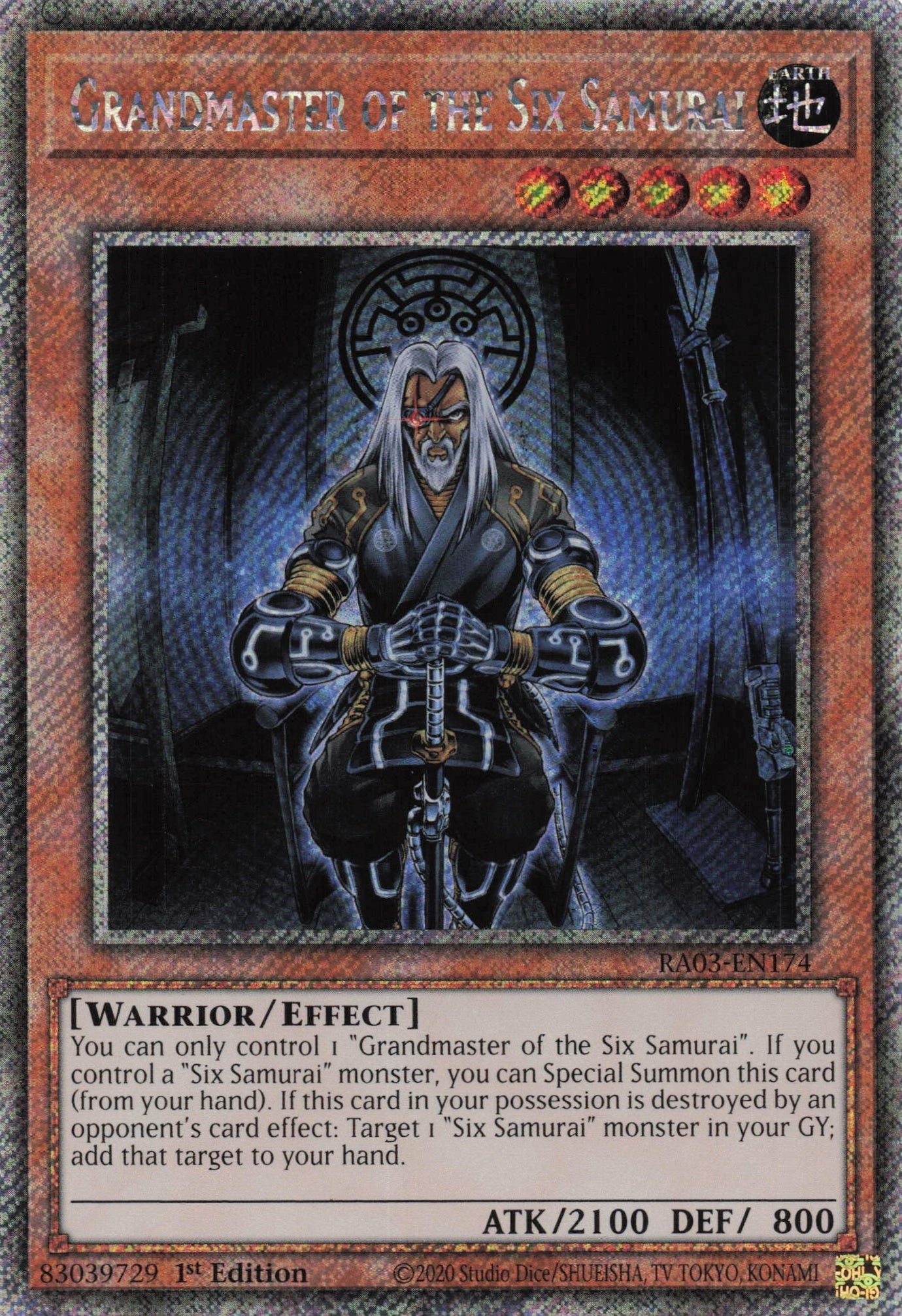RA03-EN174 - Grandmaster of the Six Samurai - Platinum Secret Rare - Quarter Century Bonanza