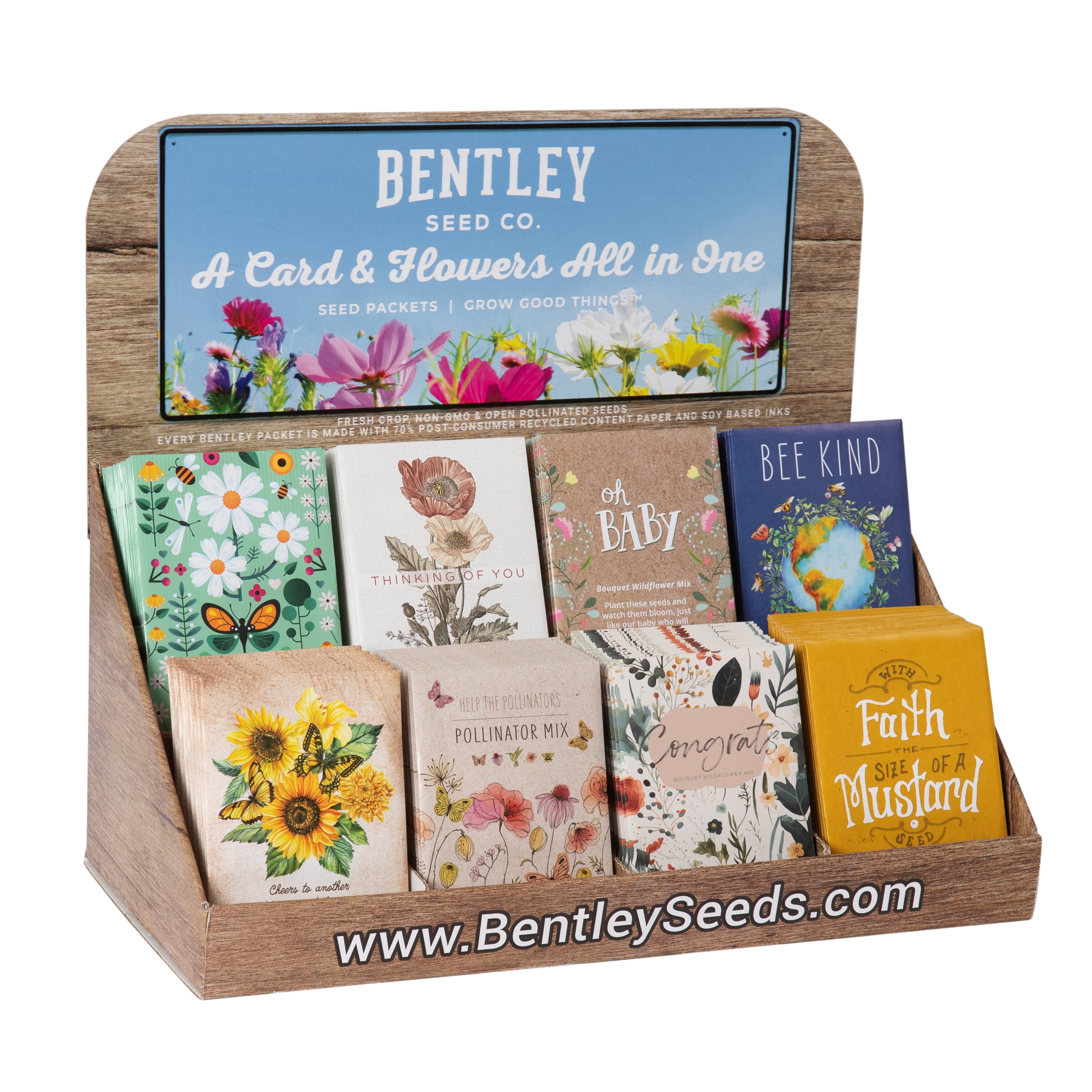 250 Piece Assorted Favor Seed Packet Retail POS Corrugated Display seed packet