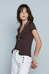 T-Shirt MACELO M/M con Nodo più Collana con Logo più Cabochon