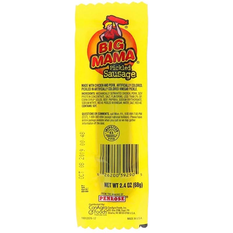 5/6PK/2.4 OZ BIG MAMA PICKLED SAUSAGE #39291 #2620039291