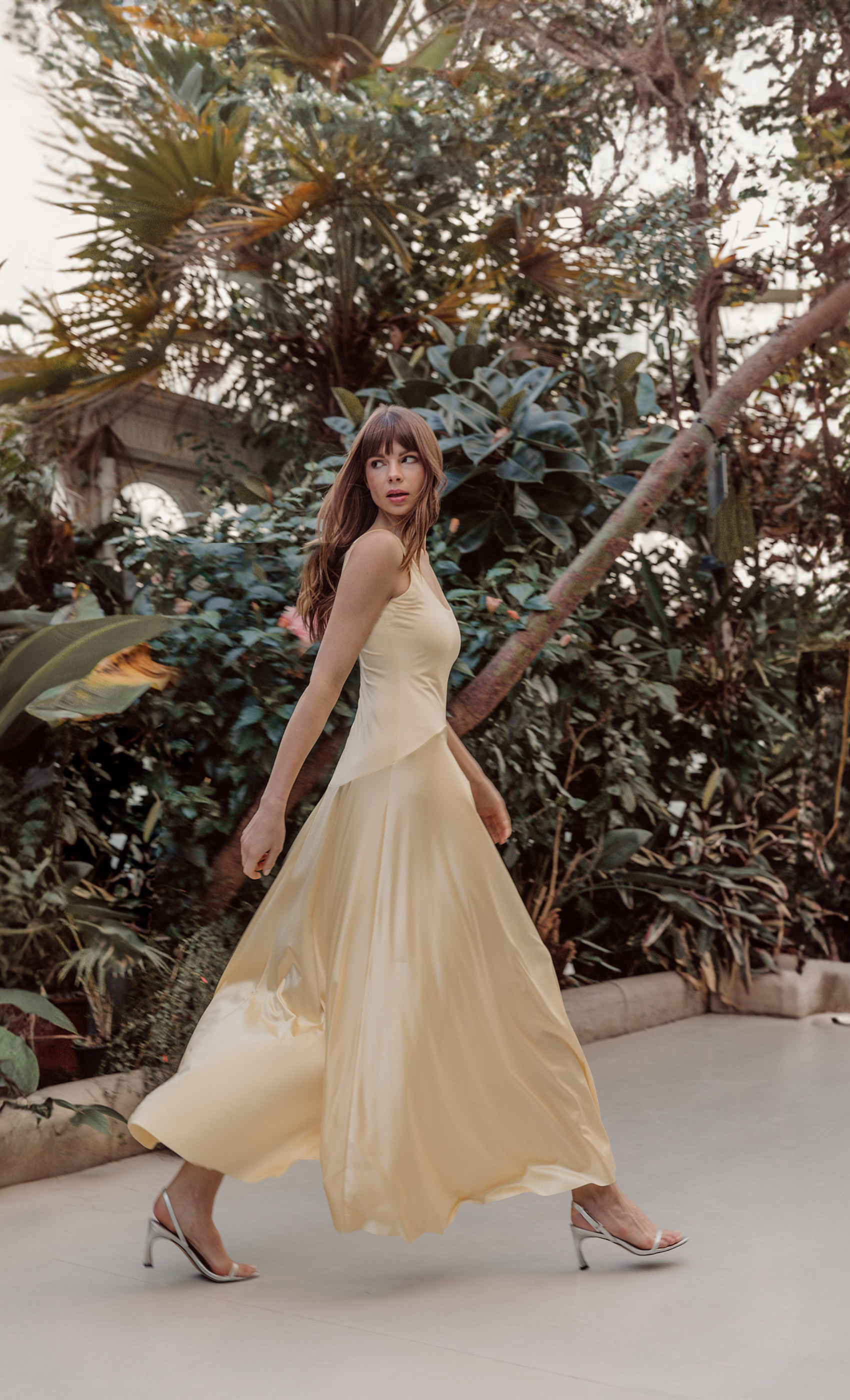 Butter Yellow Curved Drop Waist Maxi Dress