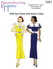 RH1351 — 1934 Day Dress with Sailor Collar sewing pattern