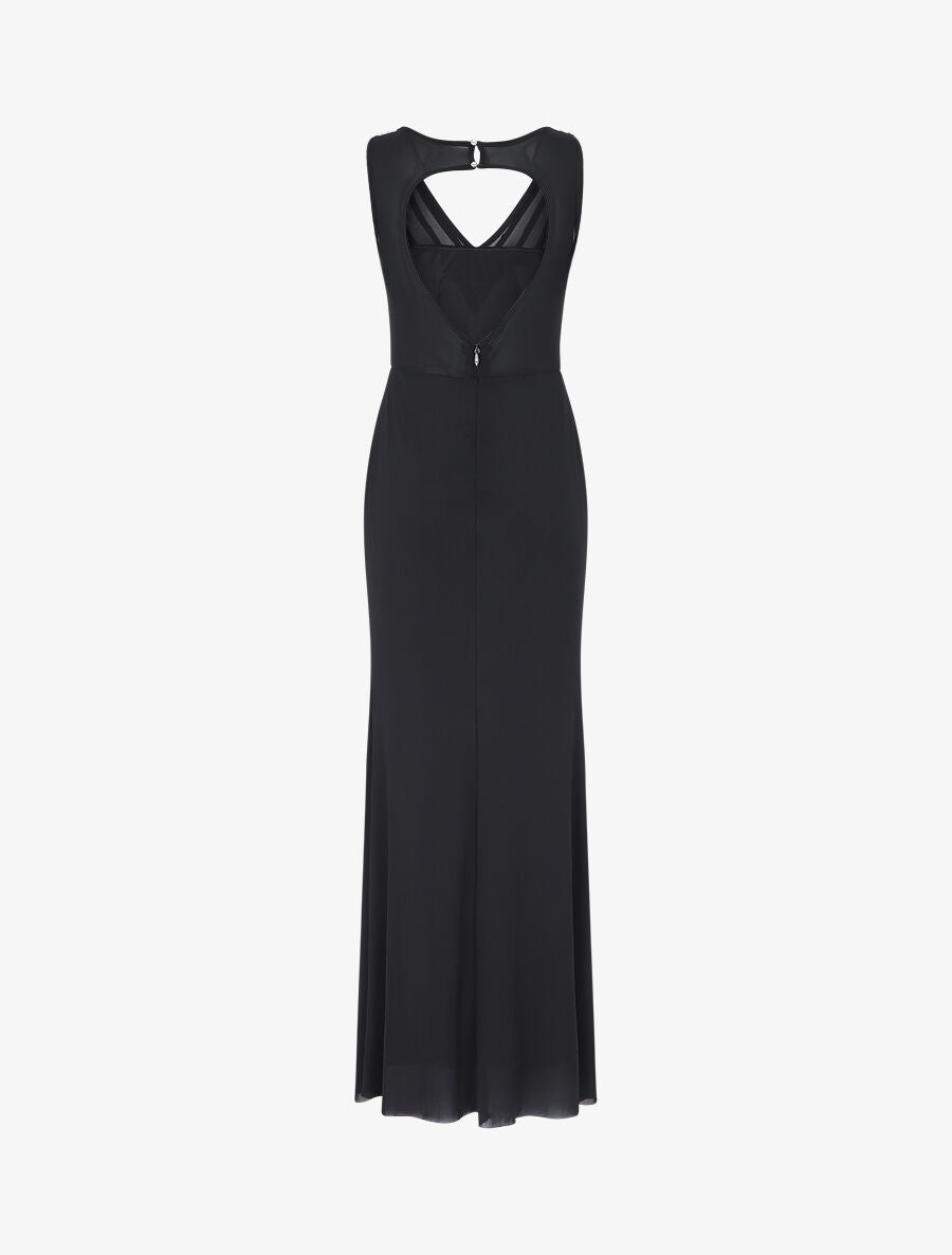 Robe de soirée unie incrustée de pierres - Noir - 2