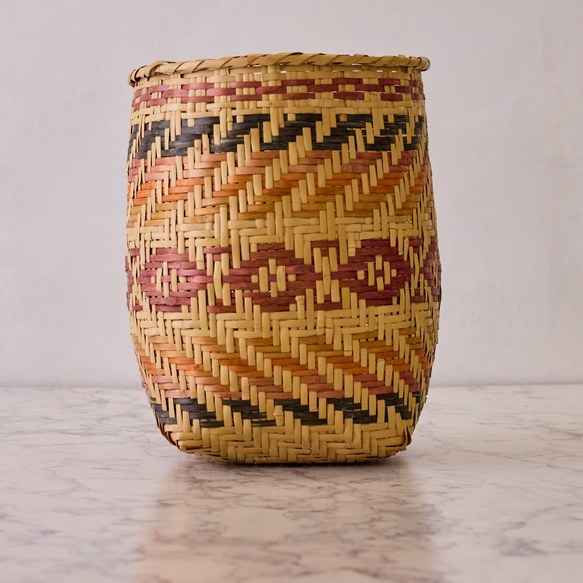 Vintage Mississippi Choctaw Basket, Terracotta & Honey