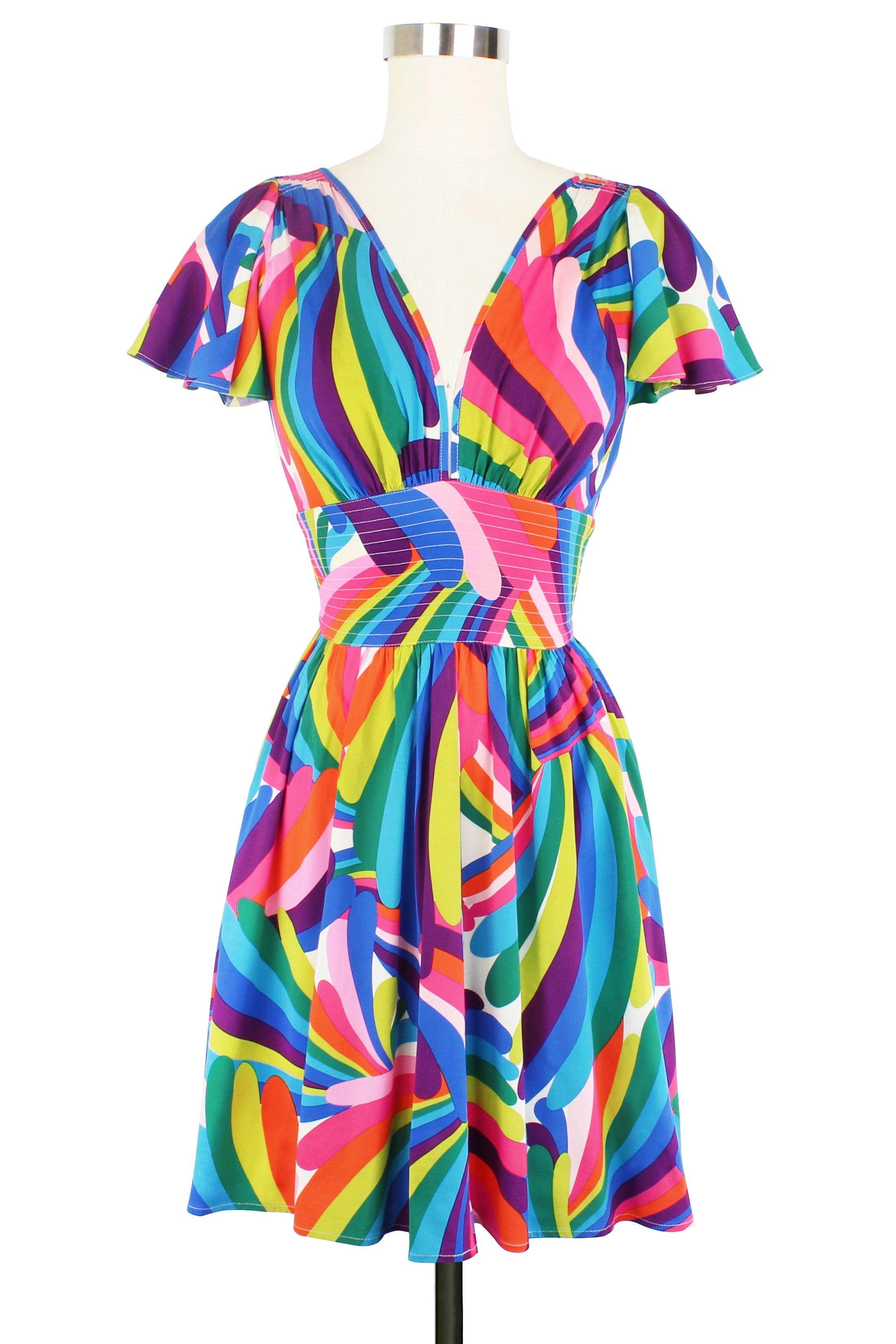 Deep Cut Camilla Mini Dress - Rainbow Bright - Final Sale ##description##