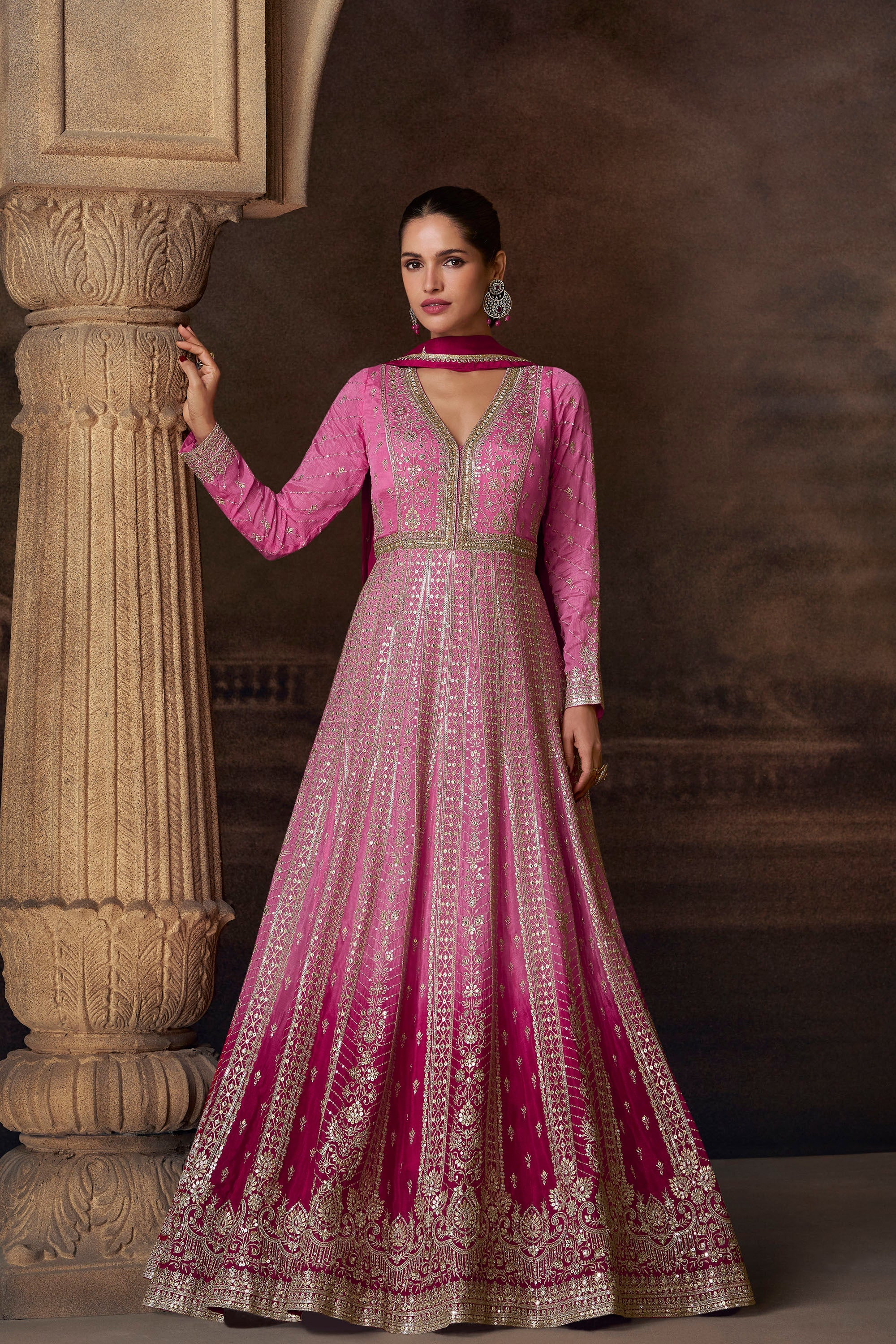 Ready Made Printed Designer Wedding Anarkali Gown Suit's