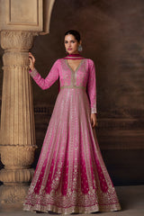 Ready Made Printed Designer Wedding Anarkali Gown Suit's