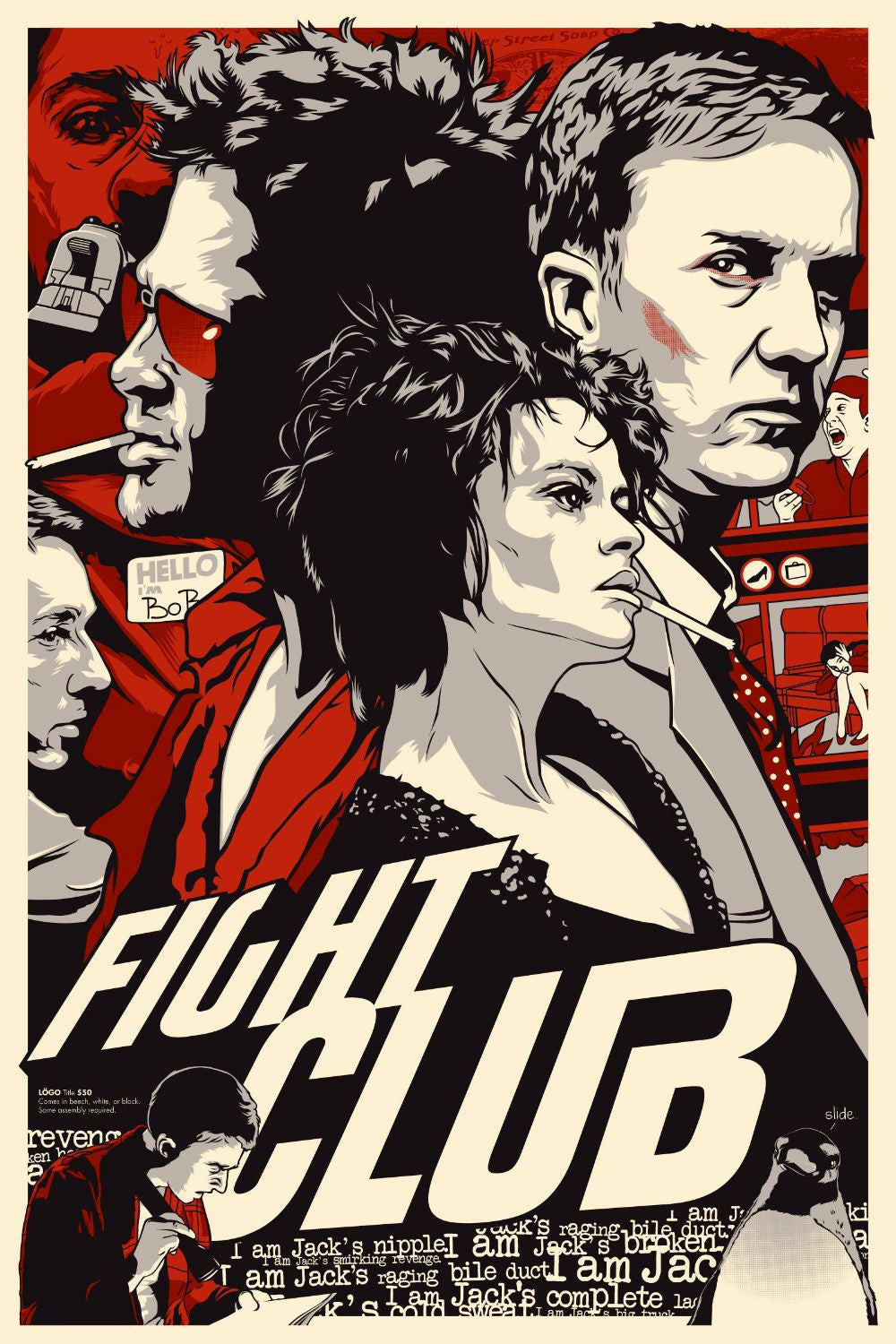 Retro Art - Fight Club Poster - Hollywood Collection - Framed Prints