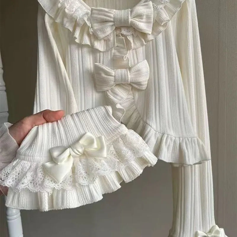 GETADME Kawaii Lolita Cropped Knit Cardigan, Heart Lace Openwork Spring Cover-Up, Japanese Sweet Vintage Style Sun Protection Sweater