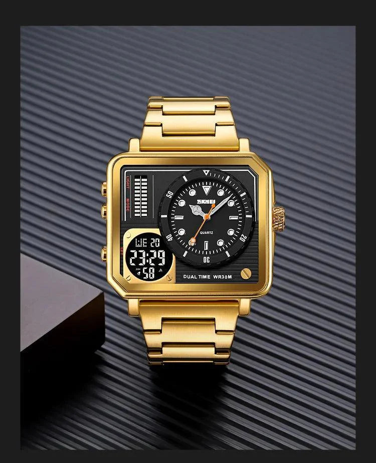 Trendsetter Casual 2 Display Chrono Hipster Waterproof Steel Bracelet Back Light Analog Digital Sport Watches - The Jewellery Supermarket