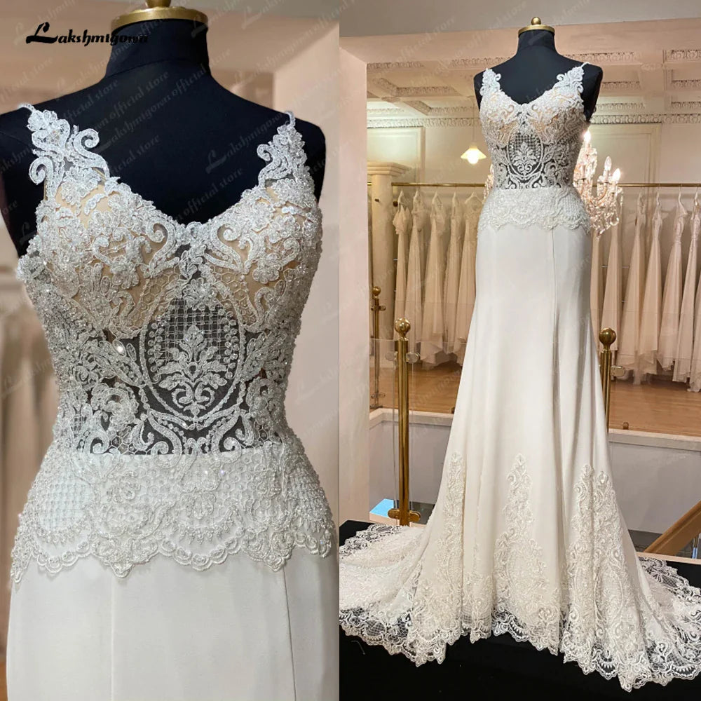 Roycebridal Roycebridal Bridal Lace Mermaid Wedding Dresses Off Shoulder Vestidos Novia Crepe Boho Wedding Gowns New Designer Customized