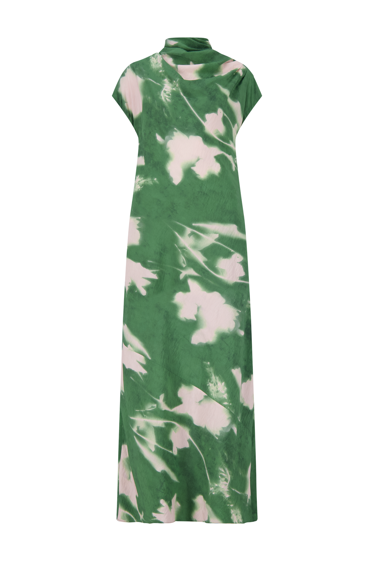 Abstract Floral Crepe Draped Gown