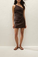 Faithfull The Brand - Simona Mini Dress in Espresso Linen