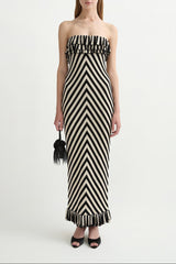 Posse Miles Strapless Dress in Cream & Black