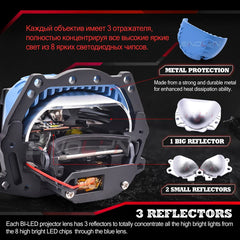 Sinolyn 3 Inch Blue Bi LED Lenses For H7 LED H4 H1 H11 9005 9006 Angel Eyes Projector Headlights 28000LM Car Lights Accessories