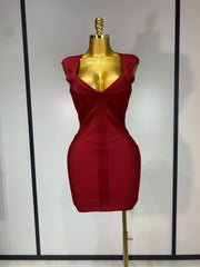 Deep V-neck Bodycon Mini Dress
