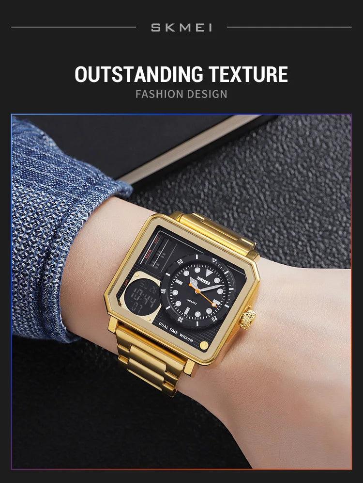 Trendsetter Casual 2 Display Chrono Hipster Waterproof Steel Bracelet Back Light Analog Digital Sport Watches - The Jewellery Supermarket