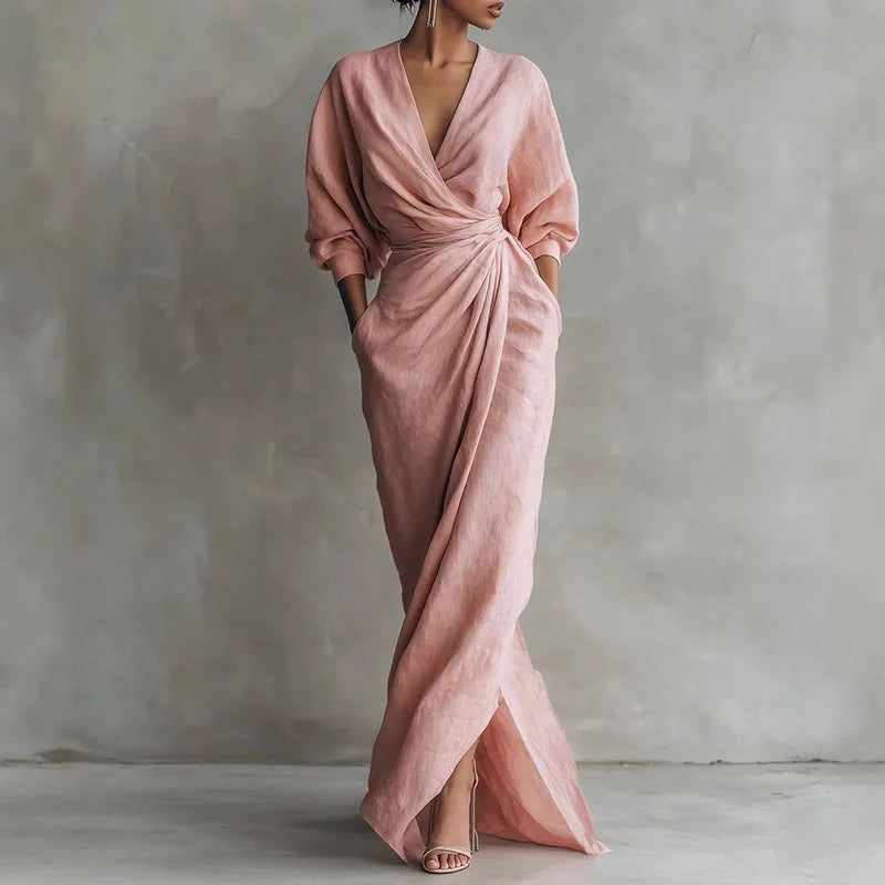 Draped Wrap Maxi Dress for Effortless Elegance