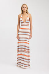 front Skye Stripe Maxi Dress Kookai Straight Maxi Fitted Scoopneck womens-dresses