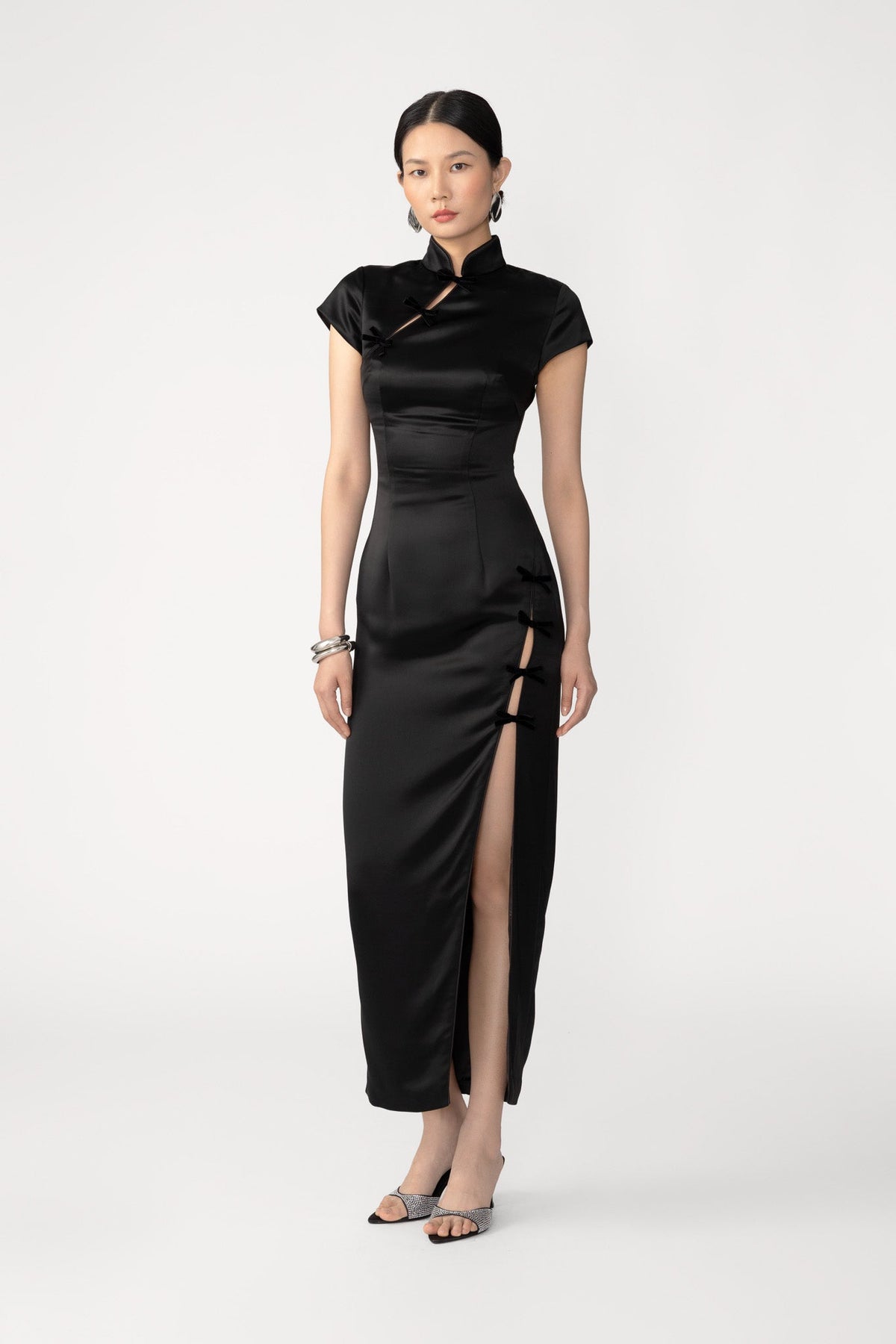 SAU LEE | Tamara Satin Midi Dress | Tamara Satin Midi Dress - Black / 00