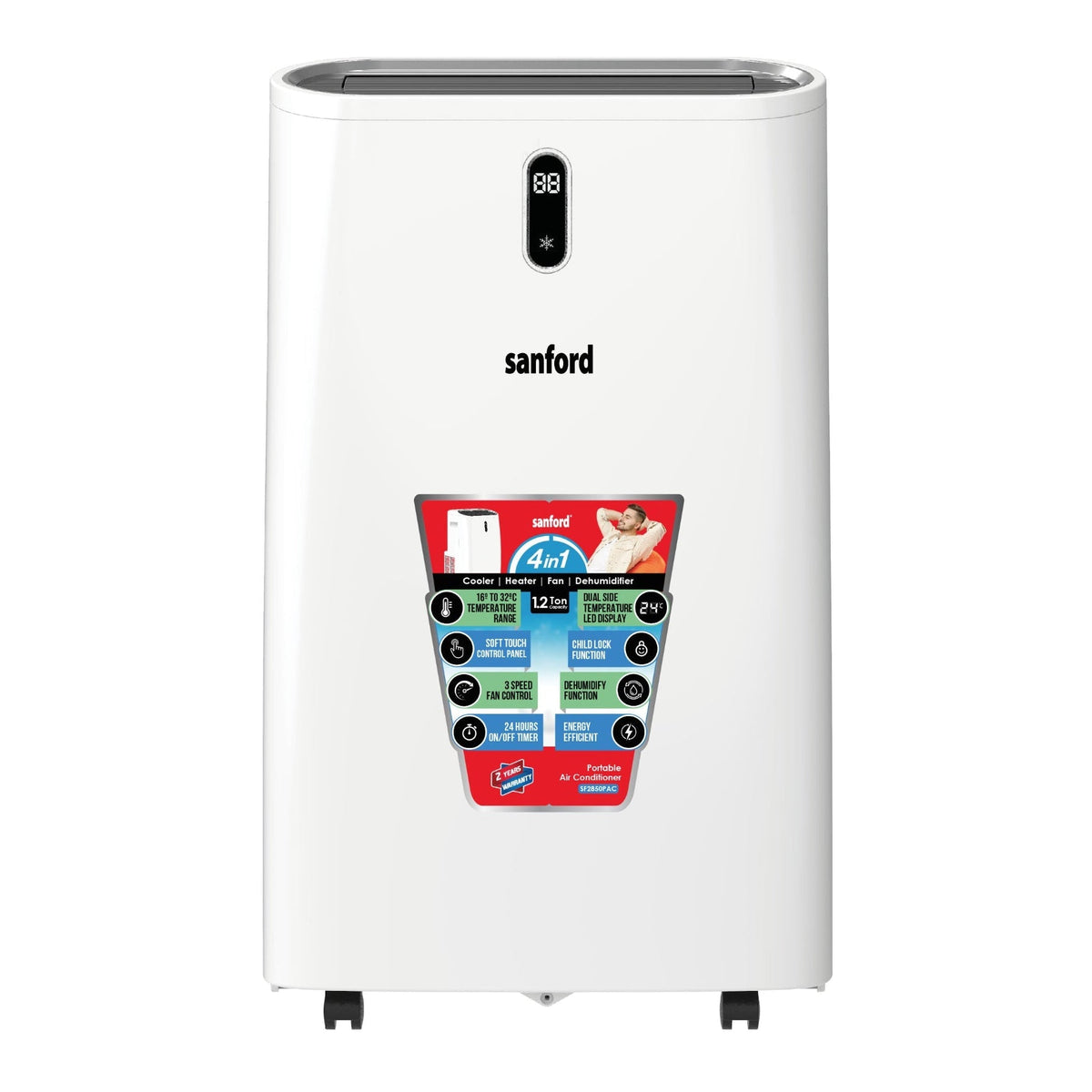 Sanford 14400 BTU Portable Smart Wifi Control Air Conditioner (4 in 1 Air Conditioner | Heater | Fan | Dehumidifier) - SF2850PAC