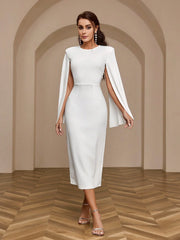 | SHEIN Belle Solid Color Cape Sleeve Long Dress With Round Neckline | Dress | Shein | OneHub